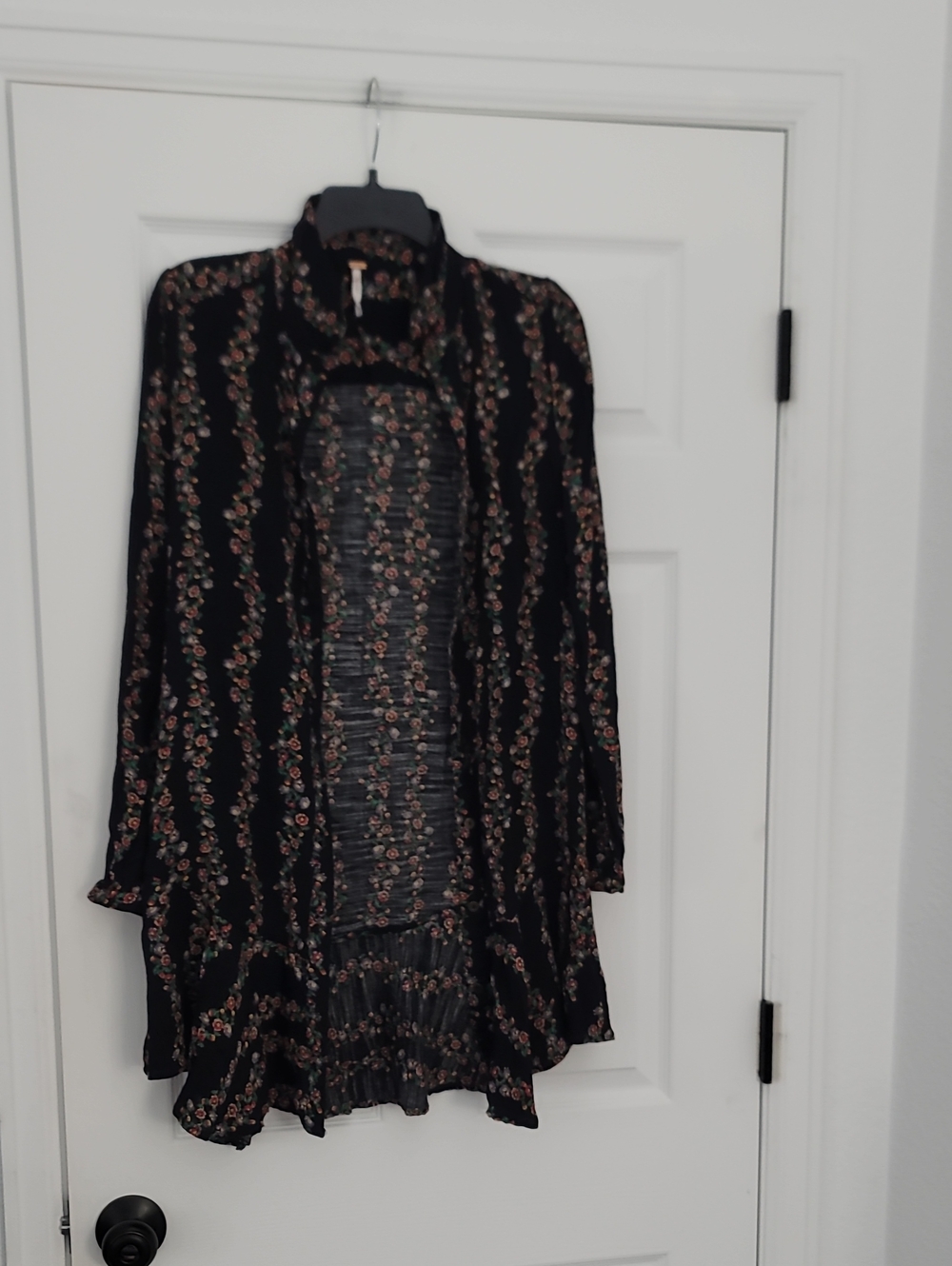 Black Floral Ruffle Hem Mini Dress